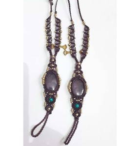 Chevillère en macramé artisanale en lapis-lazuli, pierre précieuse bleue, style bohème, cordon réglable, bijou de pied délicat, cadeau - Product Image 5