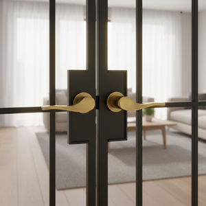 Solid Brass Door <b>Handle</b> Set with Mortise <b>Lock</b> for Interior Use | Designer Lever <b>Handles</b> in Antique, Black,Gold & Graphite Finish - Product Image 2