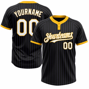 Camiseta de Béisbol Personalizada para Hombre, Adulto, Manga Corta, Rayas Negras y Amarillas, Sublimada, Absorbe la Humedad, Corte Regular - Product Image 6