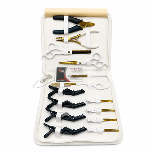 Kit Profesional de Herramientas para Extensiones de Cabello con Anillos Nano de Oro Blanco, Tijeras para Cortar Cabello, Pinza Aplicadora de Micro Anillos e Hilador de Bucles - Product Image 1