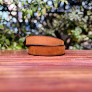 Ceinture unisexe formelle en cuir véritable vintage perforé, finition artisanale en nubuck, boucle à ardillon en alliage de zinc, cuir poli à la main, largeur 35 mm - Product Image 3