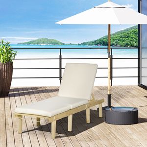 Sdraio Moderna Naturale Multi-Posizione per il Divertimento all'Aperto, Prendisole a Bordo Piscina o Patio, in Ferro, Teak e Plastica - Product Image 2