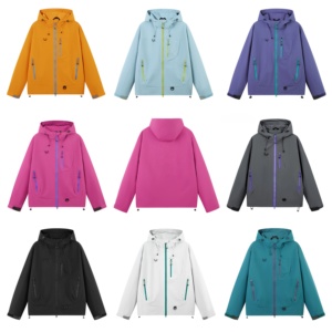 100% Polyester Women'<b>s</b> Water Resistant Outdoor Hooded <b>Jacket</b> <b>Men's</b> <b>Lightweight</b> Multi‑Pocket Zip Hikinng Trekking Windbreaker - Product Image 1