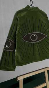 Chaqueta Verde de Terciopelo Bordada al por Mayor con Cuello Mao, Manga Larga, Ajuste Holgado, Bordado a Mano, para Todas las Estaciones, Uso Casual - Product Image 2