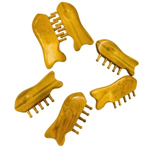 Masseur facial Gua Sha en bois rustique écologique avec artisanat en bois d'acacia massif pour la relaxation musculaire - Cadeau du Nouvel An - Product Image 1