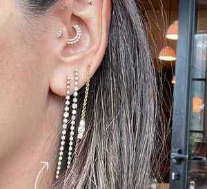Custom Long Dangle Round Lab Grown Diamond <b>Earrings</b> 14K 18K Solid Gold Drops Ear Line Chain Jewelry Factory Bulk Price Wholesale - Product Image 4