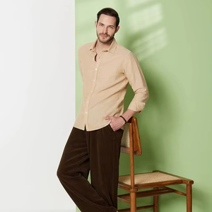 Chemise en mélange de coton et de lin pour homme – Coupe classique |   Chemise légère à manches longues pour un usage décontracté et professionnel - Product Image 2