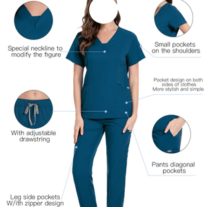 Medical Scrub Suit Uniform Hospital Nursing <b>Set</b> Custom Logo Wholesale <b>Doctor</b> Scrub Shaghaf Sports Wear Impex Sc2 100% Polyester - Product Image 5