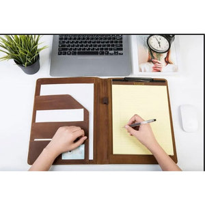 Genuine Leather A4 Document Folder With <b>Clipboard</b> And Inner Pockets For Business Use - Product Image 4