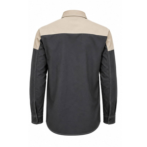 Camisa de Trabajo de Dos Tonos para Hombre, Manga Larga, Algodón Resistente a la Abrasión, Gris Oscuro Beige, con Bolsillos, Uniforme de Trabajo a la Moda - Product Image 6