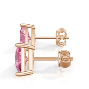 Boucles d'oreilles clous en argent sterling plaqué or rose avec saphir rose taille triligne, bijoux classiques pour femme, Heerani Jewels Water Triangle - Product Image 5