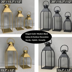 Wholesale Trending Style <b>Gold</b> Metal Candle Pillar Holder <b>Lanterns</b> for Christmas Home and Events Decorations - Product Image 3