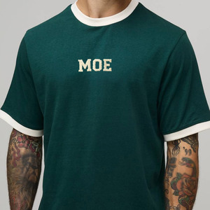 <b>Y2K</b> Custom Chenille Patch Men's shirts Green Ringer Oversized Heavyweight Cotton T-shirt Vintage Contrast Letter Embroidery <b>Tops</b> - Product Image 4