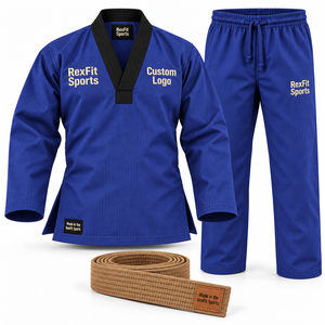 Uniforme de Taekwondo en gros, unisexe, pantalon long, pull à manches longues avec ceinture d'entraînement et logo personnalisé sur la poitrine - Product Image 3