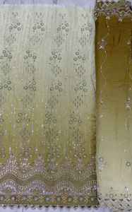 Tissu de soie perlé de haute qualité, fait main, importé, pour robes de mariée, confection de vêtements de haute couture et vêtements ethniques de créateurs. - Product Image 5