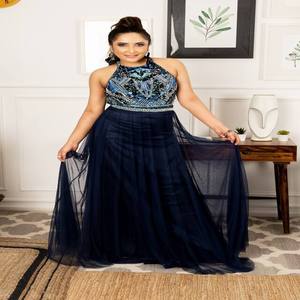 Modern Elegant Womens Floor Length | Mermaid Gown Skirt Pant Set Natural Embroidery | Breathable Formal Party Wedding Dress Wear - Product Image 3