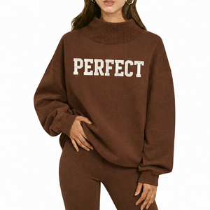 Sweat-shirt à col montant pour femme, doux et confortable, pull d'hiver à coupe ample, haut décontracté en mélange de coton, fournisseur OEM ODM - Product Image 1