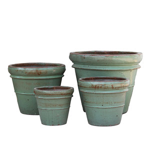 Pots et jardinières en céramique artisanaux écologiques fabriqués au Vietnam avec trou de drainage pour la décoration de la maison et du jardin, logo personnalisé - Product Image 1