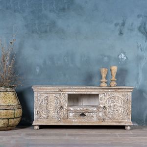 Consola de TV Moderna de Lujo en Madera Sólida con Cajones, Ecológica, Duradera, Ajustable y Tallada, para Dormitorio o Sala de Estar - Product Image 4