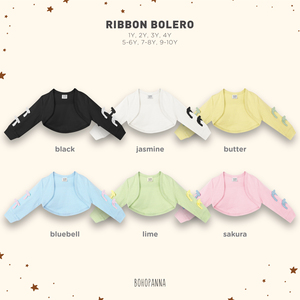 Cárdigan tipo bolero acanalado para niños con lazo de cinta, manga larga, chaqueta corta, tallas de 1 año a 9-10 años - Product Image 1