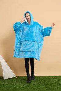 Couverture à capuche confortable en polyester / polaire, tissu doux et chaud, grande taille, pour adultes - Product Image 3