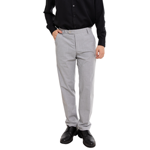 Wholesale ODM Custom Men's Vintage 100% Polyester Oxford Woven Lightweight Mid Waist Pleated Front Button Fly <b>Summer</b> <b>Pants</b> - Product Image 3