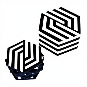 Ensemble de dessous-de-verre ronds en os incrusté avec support, épaisseur 10 mm, design classique, décoration de Noël, tapis, coussinets - Product Image 1