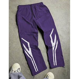 Pantalon décontracté confortable pour homme, coupe large, en molleton bouclette et nylon, avec passepoil, idéal pour l'extérieur - Product Image 4