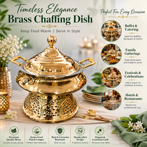 Plat de service en laiton de qualité supérieure, chauffe-plat avec poignées, pour buffet, traiteur, hôtel, fête, banquet - Product Image 3
