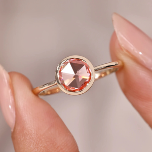 Anillo de Oro Amarillo con Corte Rosa Redondo, Anillo de Diamante Cultivado en Laboratorio de 1.00 Quilates con Corte Marquesa, Anillo de Compromiso, Anillo de Boda, Joyería, Anillo de 14k - Product Image 2