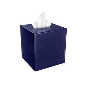 Boîte à mouchoirs carrée en métal de couleur bleue pour comptoir de salle de bain, décoration de table à la maison et au bureau, porte-boîte à mouchoirs - Product Image 1