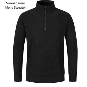 Sweat-shirt léger à col zippé pour homme, uni, 100% coton, décontracté, manches longues - Product Image 2