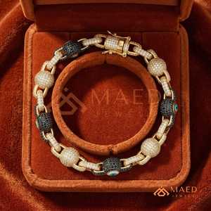 Pulsera de Eslabones de Moissanita en Oro, Negro y Blanco, Pulsera de Cadena de Lujo Premium para Mujer y Hombre, Joyería - Product Image 4