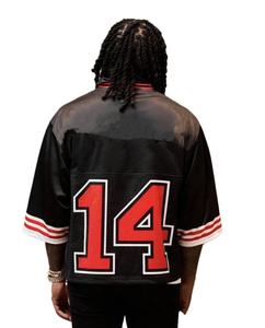 Camiseta de fútbol americano de malla con cuello en V personalizado o Jersey corto sobredimensionado con logotipo personalizado sublimado para hombre y mujer - Product Image 4