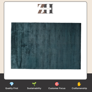 Tapis tissé à la main vert sarcelle foncé, tapis d'appoint haut de gamme vert sarcelle foncé, tapis fait main texturé uni - Product Image 6