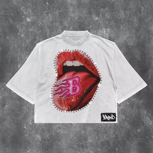 เสื้อยืดครอปผ้าฝ้ายคอตตอนแบบเรียบสำหรับผู้หญิง เสื้อครอปฤดูร้อนสีพื้นสำหรับผู้หญิง พร้อมแขนเสื้อเย็บติด - Product Image 3