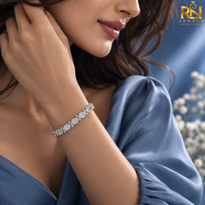 Elegante Pulsera de Tenis con Diamantes Cultivados en Laboratorio en Forma de Corazón y Eslabones de Lujo |   Pulsera de Oro Sólido de 9K, 14K, 18K, Joyería Fina, Brazalete de Lujo - Product Image 4