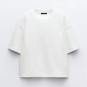 Camiseta de mujer de alta calidad 2026 Fresh Drop, ropa deportiva al por mayor, camiseta informal de manga corta con hombros caídos y corte oversize - Product Image 3