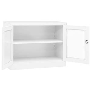 Armoire de bureau moyenne en acier blanc avec verre trempé pour l'organisation des dossiers - Product Image 5