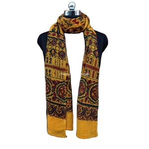 Écharpe en coton imprimé à la main, tissu doux jaune, teinture naturelle, vente en gros, Dupatta ajakhe, 100% - Product Image 1