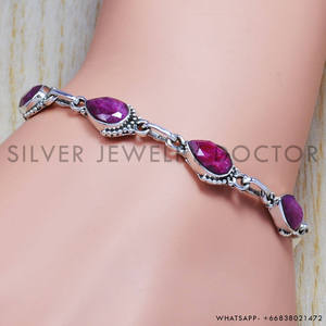 Handmade <b>Ruby</b> Gemstone <b>Bracelet</b> 925 Sterling Silver Genuine Design Fine Jewelry Bulk Wholesale Silver Jewelry Gift Wholesale - Product Image 1