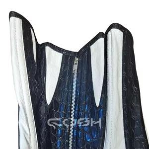 Nuevo Diseño, Corsé de Cuero con Textura de Cocodrilo en Blanco y Negro, a la Moda - Product Image 3