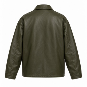 Chaqueta Coach Unisex de Piel de Oveja Genuina Transpirable Tallas Grandes Stitch Expo Color Oliva Estilo Urbano Oversize Personalizable - Product Image 2