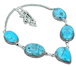 Turquoise Gemstone Necklace 925 Sterling Silver Necklace <b>Jewelry</b> <b>Handmade</b> <b>Jewelry</b> - Product Image 2