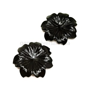 Piedra Preciosa Tallada en Forma de Flor de Ónix Negro Natural de 30 mm, Cristal Negro Tallado para Joyería, Precio al por Mayor - Product Image 2