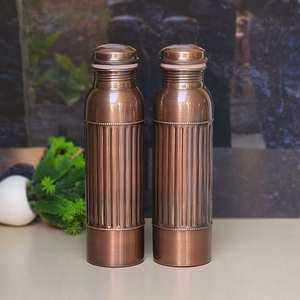 Striped Satin <b>Copper</b> Water <b>Bottle</b> Contemporary Metal <b>Drink</b> Flask Reusable Wellness <b>Bottle</b> Custom Logo OEM ODM Supplier - Product Image 3