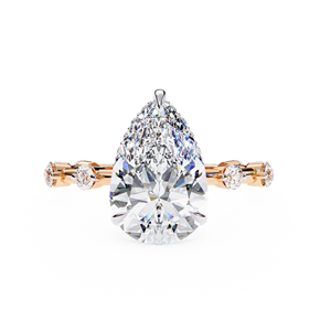 แหวนเพชรทรงลูกแพร์ 3 กะรัต ผลิตในห้องปฏิบัติการ ดีไซน์พิเศษ ทอง 10k 14K 18K พร้อมใบรับรอง IGI เพชร VS DEF สำหรับวันครบรอบแต่งงาน - Product Image 3