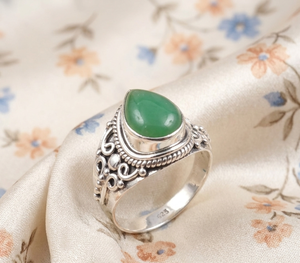 925 Sterling <b>Silver</b> Green Chrysoprase <b>Ring</b> Vintage Boho Statement <b>Ring</b> Rose Gold Yellow Gold Plated Handmade Jewelry <b>for</b> <b>Men</b> her - Product Image 1