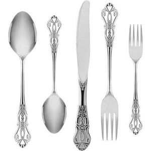 Ensemble de couverts en acier inoxydable de qualité supérieure, design fantastique, couteaux avec manche en forme de feuille, acier miroir - Product Image 6