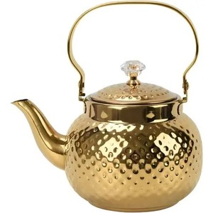 กาต้มน้ำทองแดงแบบดั้งเดิม ดีไซน์ทันสมัยทรงกลม พร้อมฝาปิด กาต้มชาโลหะ - Product Image 3
